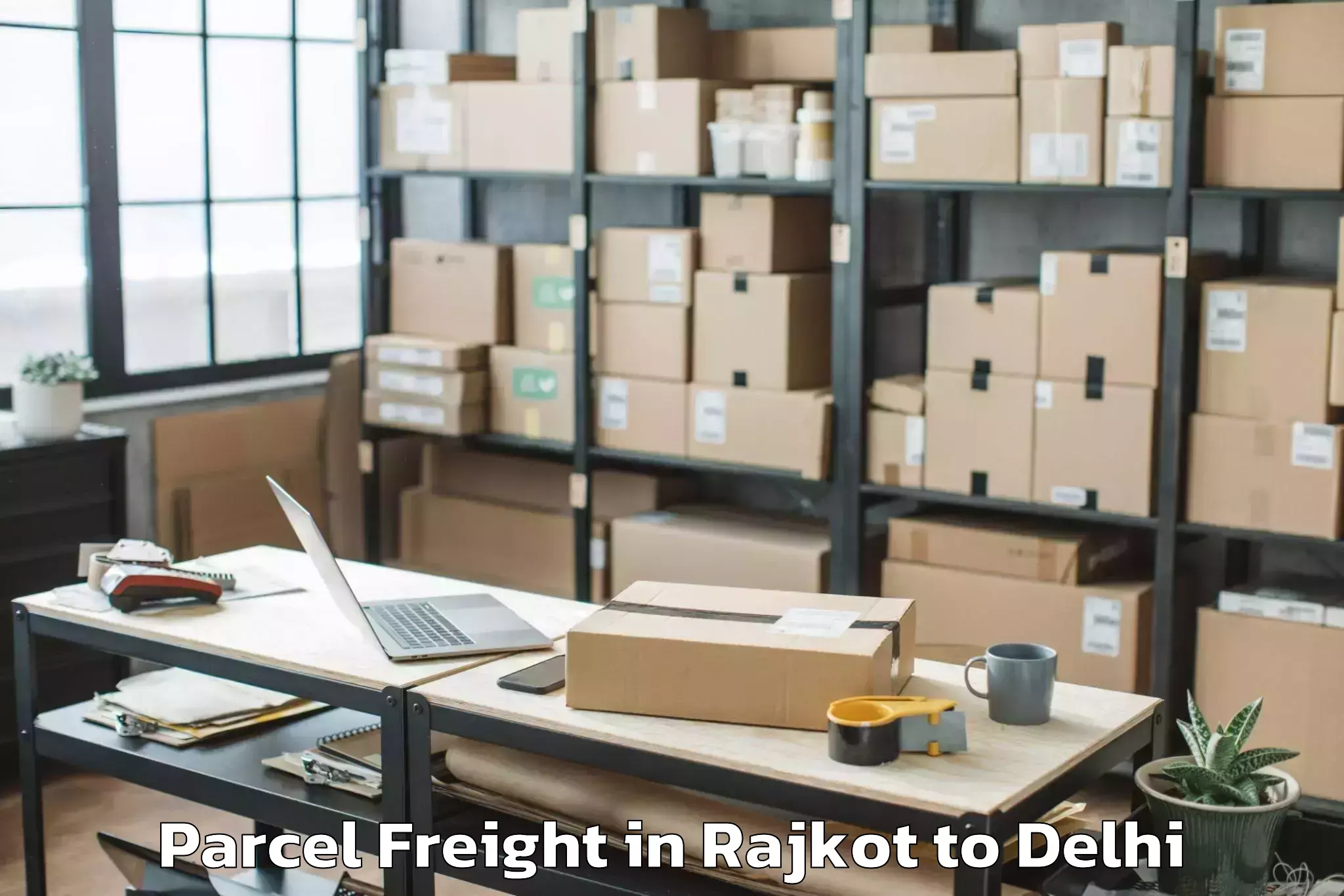 Book Your Rajkot to Alipur Parcel Freight Today